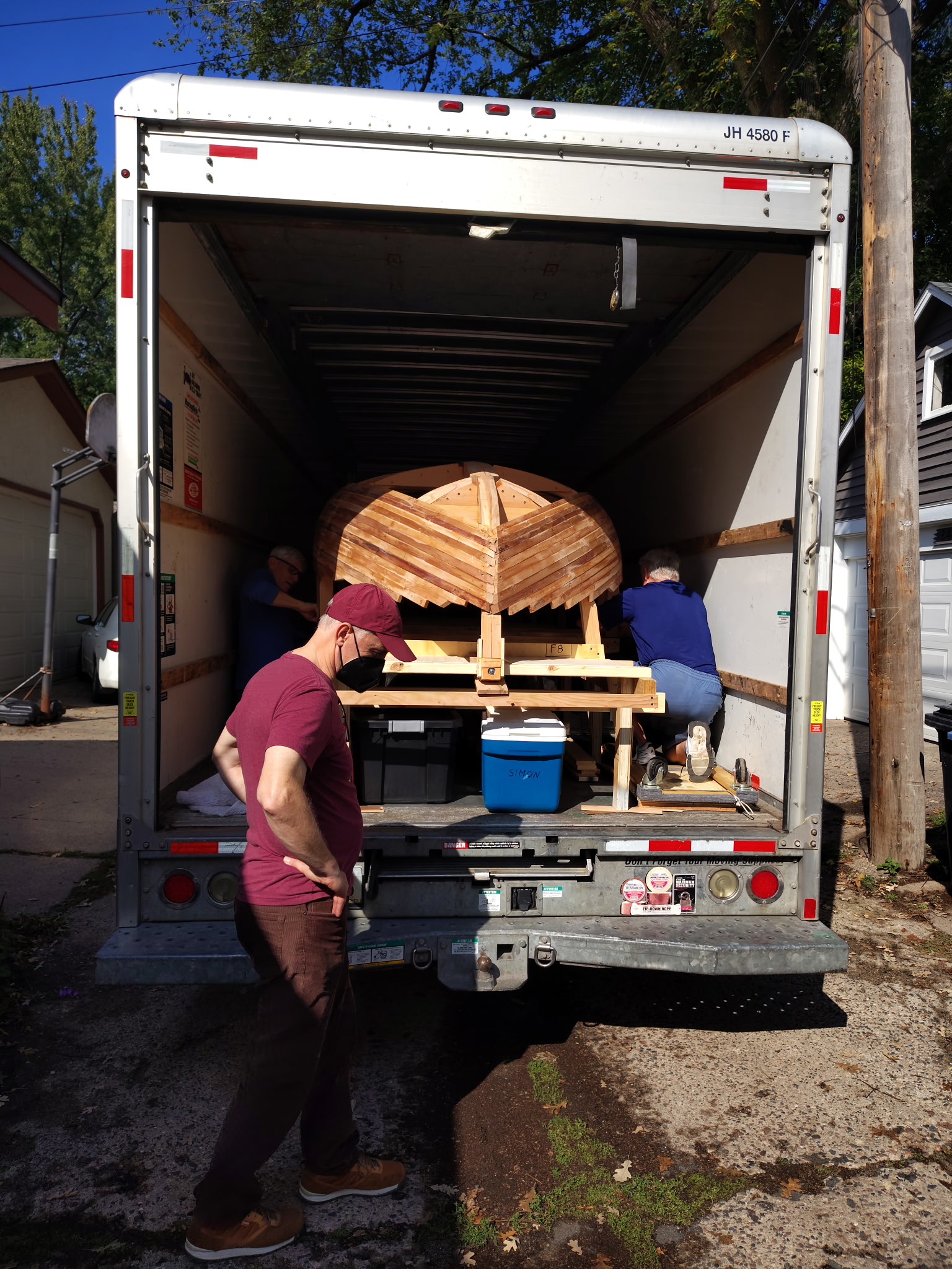 Boat loaded into a U-Haul truck