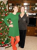 Mom and Maya at Simon's for Christmas - Maya's dressed for Christmas for sure!